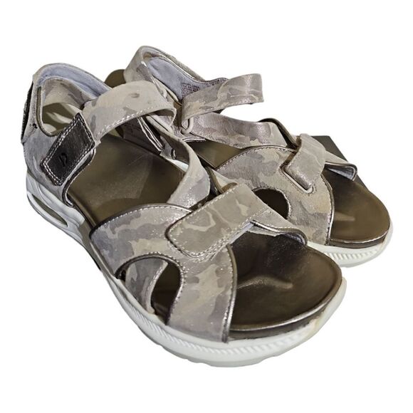 EARTH Cedar Kushma Gray Camo Shimmer Cushioned Sporty Sandals - Size 10 - Picture 1 of 6